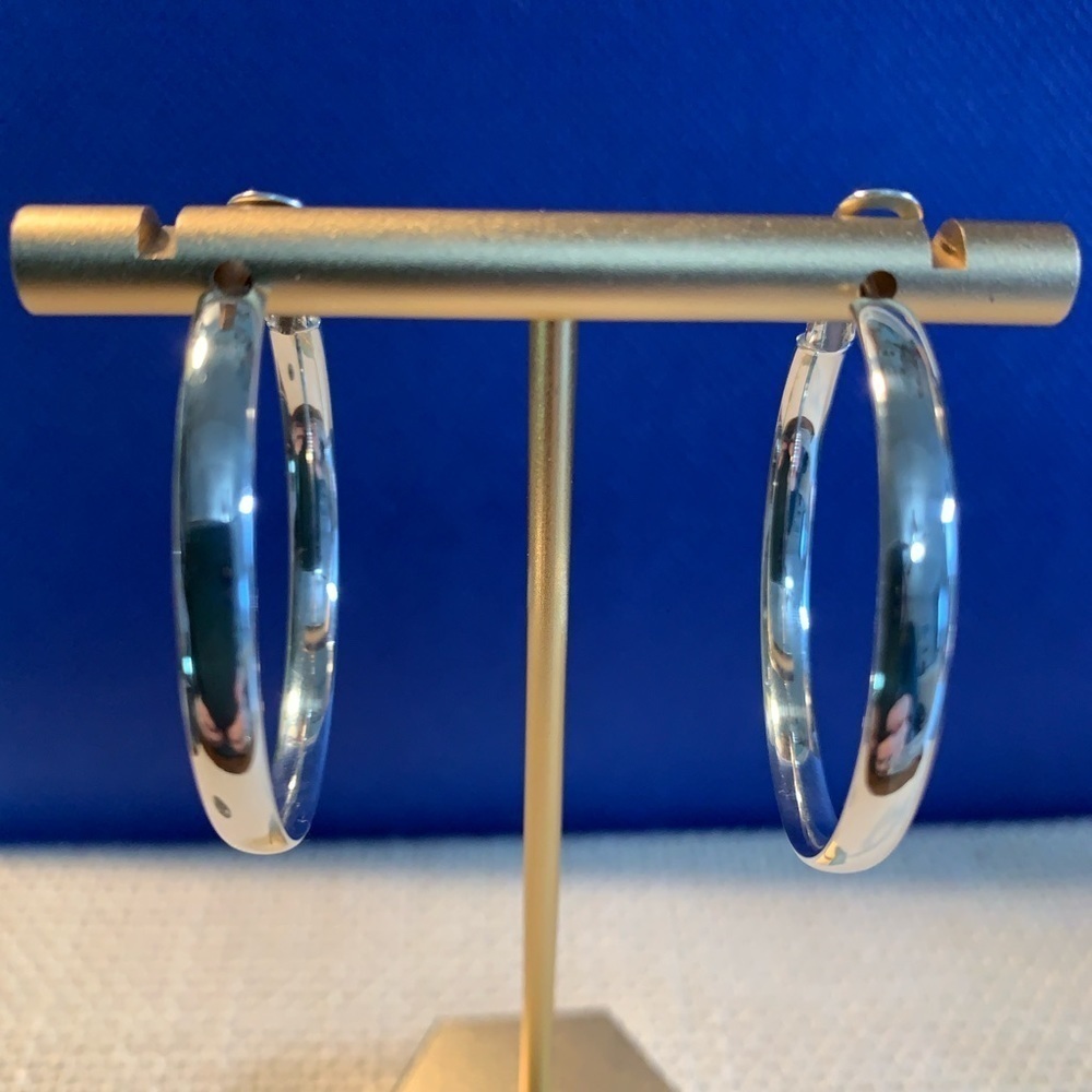 Sterling Silver Hoops with comfort closeure 1-1/2” diameter